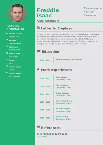 Shop Asistant resume example